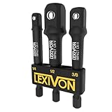 LEXIVON Stecknuss Adapter bit set (3 teiliges 7.5cm lang) 6.35 | 9.5 | 12.7mm für Drehmomentschlüssel, bohrer set, steckschlüssel bithalter, ratsche