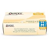 Quicky Vinyl-Einweghandschuhe, ungepudert, Größe M, weiß AQL 1.5, 10er Pack (10 x 100 Stück)