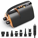 Accwork SUP Pumpe Elektrisch 20PSI mit LED-Display – 12V Elektrische Luftpumpe für SUP, Schlauchboote, Luftmatratzen – Inkl. 7 Düsen, Schnelles Aufpumpen & Automatische Abschaltung