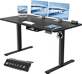 JUMMICO Höhenverstellbarer Schreibtisch Höhenverstellbar Elektrisch, Ergonomischer Steh-Sitz Tisch Stehpult Verstellbarer Computertisch,Stehschreibtisch Bürotisch Standing Desk,140 x 70 cm, Schwarz