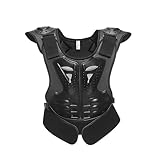 M&Catree Kinder Motorradjacke Brustpanzer Weste-Schutz Motocross Enduro Sport mit Protektoren für 4-15 Jahre alt Kinder - Schwarz, M
