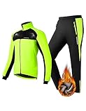 ROCKBROS Fahrrad Jacke + Hose Set Winter Thermo Fahrradbekleidung Hohe Sichtbarkeit & Winddicht Softshelljacke und Radlerhose für Outdoor-Aktivitäten wie Radfahren, Klettern, Wandern