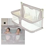 3 In 1 Babywiege,Babybett,120x50cm,Beistellbett Baby Boxspringbett, laufstall Babybett,mit Zubehör,atmungsaktives und sichtbares Netzfenster, waschbarer Innenbezug und stabile Aluminiumlegierung ( Col