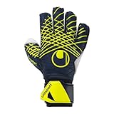 uhlsport Fußball Torwarthandschuhe Prediction Soft Flex Frame - Torwarthandschuhe für Kinder und Erwachsene mit Fingerschutz, 8, Marine/weiß/Fluo gelb