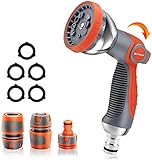 Garten Handbrause, Garten Spritzpistole, 10 Einstellbare Bewässerung Muster Hochdruck Handsprüher, Gartenbrause für Bewässerung Rasen, Autowaschen, Bürgersteig Reinigung, Haustier Baden