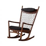 WANGHAI-666 Rattanstuhl Holzschaukelstuhl – Nap Chaise Lounge & Einzelsofastuhl – Rattanstuhl – Freizeitstuhl for Wohnzimmer oder Außenbereich Loungesessel(Walnut Colour)