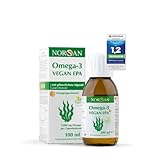 NORSAN Omega-3 VEGAN EPA 100 ml - extrem hoher EPA-Gehalt: 1.104 mg pro Tagesdosis - 2.000 mg Omega-3 aus hochwertigem Algenöl - mit 800 IE Vitamin D3 & Polyphenol-reichem Olivenöl