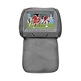 MEIVIYA Universal 7 Zoll Auto Kopfstütze MP4 Kissen Monitor Multimedia Player mit Feuerzeug Stecker Adapter USB SD MP5 FM Lautsprecher SH7038-P5(707-Gray-C)