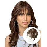 QKEPCY 3D Air Bangs Extension Clip In Pony Haarteil Echthaar Front Hair Air Bangs mit Schläfen Remy Fringe One Piece Clip in Pony Natürliche Bangs für Frauen