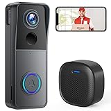 XTU WLAN Video Türklingel mit Kamera 1080P HD Kabellose Video Doorbell mit Gong, Batteriebetrieben, PIR-Bewegungserkennung, Nachtsicht, 2-Wege-Audio,Unterstützt SD & Cloud-Speicher