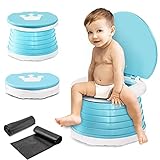 SUPGOMAX Kinder Töpfchen Faltbar Baby Toilette, Kinder Reisetöpfchen Baby Outdoor Toilettensitz, Baby Potty Unterwegs Baby Training Seat MIT 30Pcs Reisen Potty Liners und Aufbewahrungstasche (Grün)