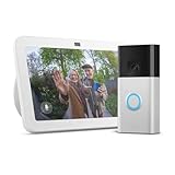 Echo Show 8 | Weiß + Ring Akku-Videotürklingel | Nickel Matt