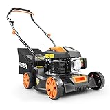 FUXTEC Benzin Rasenmäher FX-RM4180, Gartenmäher für kleine Flächen, 80 ccm 4-Taktmäher, 40 cm schmale Schnittbreite, 45L Grasfangkorb, robuste Konstruktion und leichtgewichtig