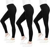 FM London 3er-Pack Damen Casual Leggings - Nicht durchsichtige Leggings für Damen