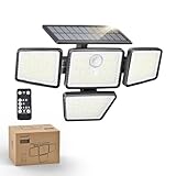 Philips Solarlampen für Außen mit Bewegungsmelder, 196 LED mit PIR-Bewegungsensor, 3 Modi, 4 Verstellbare Lampenköpfe, Solarbetriebene Außenleuchte mit Fernbedienung, IP65 Wasserdicht (1 Stück)