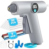 Heißklebepistole Kabellos mit LED-Temperaturdisplay, 2500mAh Heißklebepistole Akku mit Typ-C Aufladung, 25pcs heißklebestift 7mm - Schnellaufheizung in 40s, Heissklebepistole für Handwerk, DIY