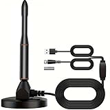 Zimmerantenne für Fernseher,DVB-T/DVB-T2 Antenne,TV Antenne 4K/1080P UHD Full HD, 360° Empfang bis 500 km, kostenlose Sender, maximale Signalqualität - Mit Magnetfuß 5m Kabel