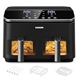 COSORI Heißluftfritteuse mit Doppelkammer, 8.5L Max Airfryer mit Zubehör, Heissluftfritteuse mit 50+ Online Recepte, 8 in 1 Funktionen, Sichtfenster, Energiesparend, Schwarz