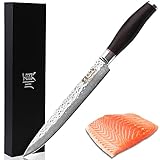 Sunlong Sashimi-Messer 20,3cm Sushi-Messer Japanisches Yanagiba-Messer aus Damaststahl - Griff aus Ebenholz - Geschnittener Fisch, Fleisch