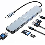 USB C Hub, 7 in 1 USB C Multiport Adapter mit 100W PD, 4K HDMI, USB-C & 2 USB-A Datenanschlüsse, SD&TF Karten, USB Typ C Hub für MacBook Air/Pro, iPad Pro, Chromebook, Huawei, Dell XPS, HP, Samsung