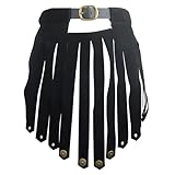 Mittelalterlicher PU-Leder-Rüstungsrock, Wikinger, römischer Krieger, Halloween-Kostüm, Gürtel, Kampfkilt für Männer und Frauen, LARP Cosplay, Schwarz, Einheitsgröße