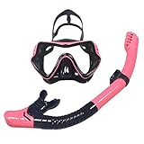 Schnorchelbrillen Schwimmbrillen Schnorchell-Tauchmaske mit Nasenabdeckung Anti-Fog Clear View Glassmaske für Erwachsene Schwarz