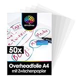 OfficeTree 50 x Overheadfolie A4 - OHP Folien glasklar -...