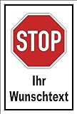 Aufkleber Stop - Halt - Ihr Wunschtext 15x10cm – 4 Größen - S00357-001-A