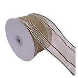 63 mm verdrahtetes Organza-Band mit Metallic-Glitzer, gestreiftes Band für Dekoration, Basteln, Geschenkverpackung, 22,7 m