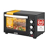 TZS First Austria - 30 Liter Minibackofen mit 1600 Watt schwarz | Ober-Unterhitze bis 230 Grad stufenlose Temperaturregelung | 60 Minuten Timer | Doppelglastür | Mini Ofen | Krümelblech