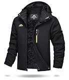 TACVASEN Herren Wasserdicht Winter Skijacke Warme Snowboardjacke Outdoorjacke Gefüttert Winterjacke (L, Schwarz)