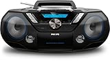 Philips AZB798T/12 CD-Soundmaschine, CD Player Tragbar (Radio DAB+/UKW, Bluetooth, CD, MP3-CD, USB, Kassette, All-in-One-Soundsystem) schwarz