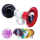 TETEWEVER Hupe Kinderfahrrad, Hupe Fahrrad Kinder Fahrradhupe Kinder Bobby Car Hupes Kind Fahrrad Warnglocke mit 5 Cartoon-Aufkleber für Kind Fahrräder Dreiräder Laufräder Roller (Rot)