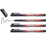 edding 141 F Permanenter Folienschreiber - 4er-Set - 4 Farben - Rundspitze 0,6mm - zum Schreiben auf Glas Kunststoff Folien und glatten Oberflächen - permanent schnelltrocknend wisch- und wasserfest