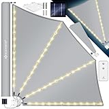 KESSER® Balkonfächer mit LED | klappbar mit Wandhalterung | 140x140cm | Sichtschutz Balkon Windschutz | Balkonsichtschutz | Seitenmarkise | witterungsbeständig | inkl. Montagematerial, Hellgrau