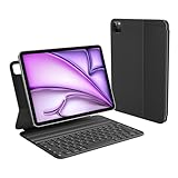 HOU für iPad Air 5 Hülle mit Tastatur für iPad Air 6 11 Zoll, für iPad Pro 11 Hülle mit Tastatur (4./3./2./1st),für iPad Air 4. Hülle mit Tastatur, Ultra Slim,Verstellbarer Ständer,QWERTZ,Schwarz