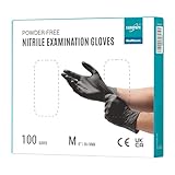 EUROPAPA 100x Nitrilhandschuhe Box Einweghandschuhe, Einmalhandschuhe, Untersuchungshandschuhe, Nitril Handschuhe, puderfrei, ohne Latex, unsteril, latexfrei, disposible gloves (M, Schwarz)