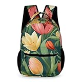 Morbuy Rucksack Schule Kinder, 3D Blume Muster Kinderrucksack Schulrucksack Schultasche Jungen Mädchen Teenager Schulranzen 20L Backpack Schultaschen Leichtgewicht für Reisen (Blumen Blätter)