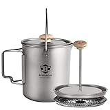 Bestargot French Press Titan Camping Kaffeekocher, 750ml max Titan Topf mit Becher & Tasse für Outdoor & Camping, ultraleichtes Campinggeschirr, 188g für Outdoor & Reisen