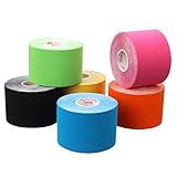 Jabtraxx 6 Rollen Kinesiologie Tape, 5 m x 5 cmTape Kinesio Muskelunterstützungsband Muskelunterstützung Elastisches Umreifungsband Sportband