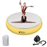 FBSPORT Airspot, 20 CM Höhe Airtrack Matte, Durchmesser 100 CMAufblasbare Tumbling Matte, Trainingsmatte mit Pumpe, Aufblasbare Gymnastikmatte, Turnmatte