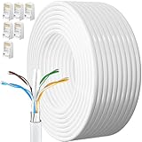 MEIPEK Cat 6 Lan Kabel 30m Netzwerkkabel Weiß Outdoor Verlegekabel Lange 30 Meter Außenbereich Installationskabel Patchkabel Ethernet Kabel FTP 23AWG Geschirmt Rj45 Internet Kabel