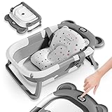 Faltbar Baby Badewanne Mit Rutschfestem Badekissen - Babywanne XXL Mit Baby Badewannensitz & Badethermometer - Von Der Geburt Bis 3 Jahre - Baby Bathtub - Geburtsgeschenke Für Mädchen & Jungen