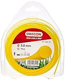 Oregon Trimmerfaden für Rasentrimmer, Ersatz Mähfaden 3mm für Motorsensen & Freischneider, Universal Freischneider Zubehör, Runder Allzweck 3mm Trimmerfaden, 3mm x 15m Spule, Gelb (69-368-YE)