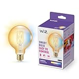 WiZ Tunable White Amber LED Lampe E27 (640 lm), 50 W Filament Lampe im Vintage Design mit bernsteinfarbenem dimmbarem Licht, smarte Lichtsteuerung über WLAN per Stimme/App