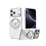 Hülle für iPhone 17/17 Pro/17 Air/17 Pro Max, Stoßfeste Handyhülle mit 360° drehbarem magnetischem Ringständer, Transparente Rückseite, Anti-Rutsch Griff, Kompatibel Mit Magsafe(Clear,17 Pro)