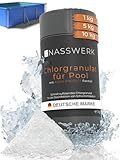 NASSWERK® Chlorgranulat für Pool 1kg | Hocheffektives Chlor Granulat für Pool & Whirlpool | Schnellchlorgranulat zur Schockchlorung & Stoßchlorung | Chlor Granulat Pool 1kg schnelllöslich | Poolpflege