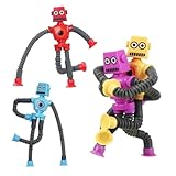 Jiounie 4 Stück Teleskop-Saugnapf Roboter Spielzeug, Roboter Mit Ausziehbaren Armen Mit Saugnapf, für Kinder und Erwachsene