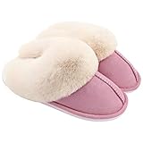 KEREDA Hausschuhe Damen Winter, Plüsch Pantoffeln Wärme Bequem Hausschuhe rutschfeste Slippers für Indoor Outdoor (Pink), 42/43