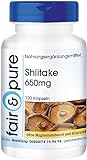 Shiitake 650mg (Lentinula edodes) - vegan - natürlich - ohne Magnesiumstearat - 120 Shiitake-Kapseln